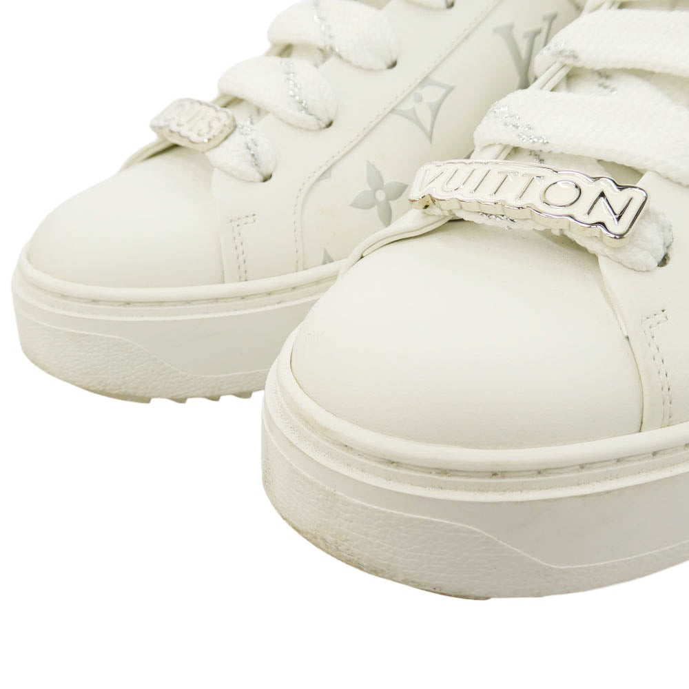 LOUIS VUITTON ルイ・ヴィトン MS0281 タイムアウトライン モノグラム レザー スニーカー ホワイト系 シルバー系 36.5【中古】