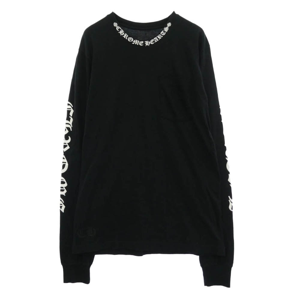 CHROME HEARTS クロムハーツ（原本無） CH LS 1 ネックロゴ アームプリントクルーネック 長袖 Tシャツ ブラック系 M【中古】