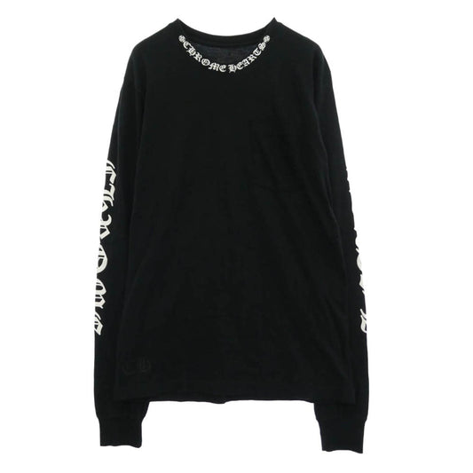 CHROME HEARTS クロムハーツ（原本無） CH LS 1 ネックロゴ アームプリントクルーネック 長袖 Tシャツ ブラック系 M【中古】