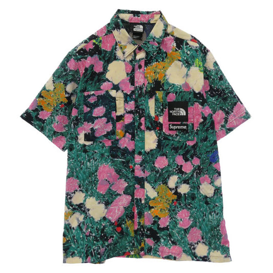 Supreme シュプリーム THE NORTH FACE ノースフェイス 22SS The North Face Trekking S/S Shirt ノースフェイス トレッキング ショートスリーブ 半袖 シャツ フラワー ブラック系 マルチカラー系 M【美品】【中古】