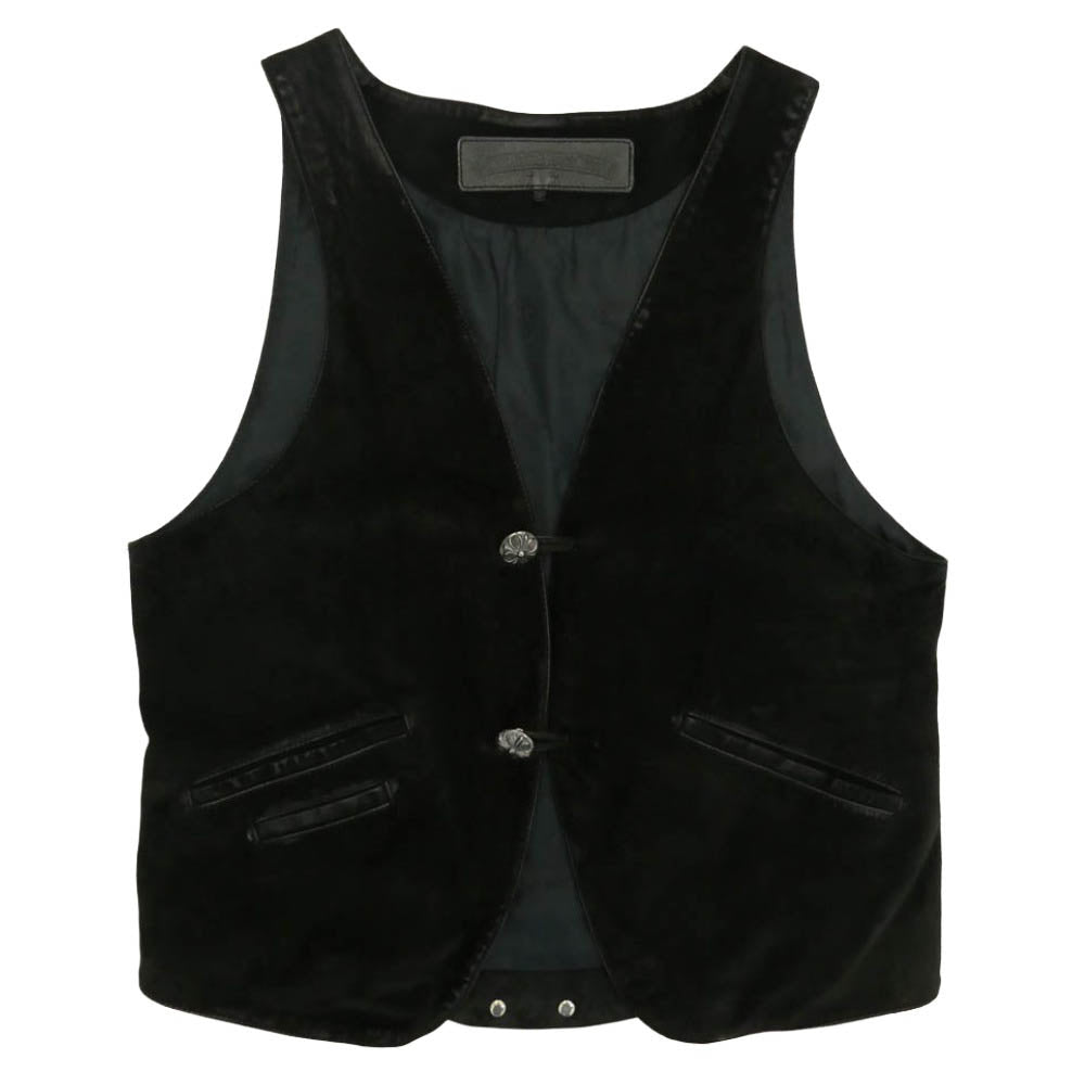CHROME HEARTS クロムハーツ（原本無） CLASSIC 2B SUD クラシック 2B クロスボールボタン スエード レザー ベスト ブラック系 S【中古】