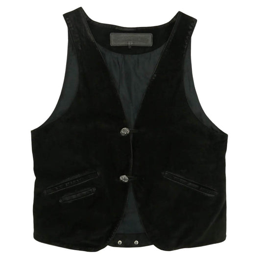 CHROME HEARTS クロムハーツ（原本無） CLASSIC 2B SUD クラシック 2B クロスボールボタン スエード レザー ベスト ブラック系 S【中古】