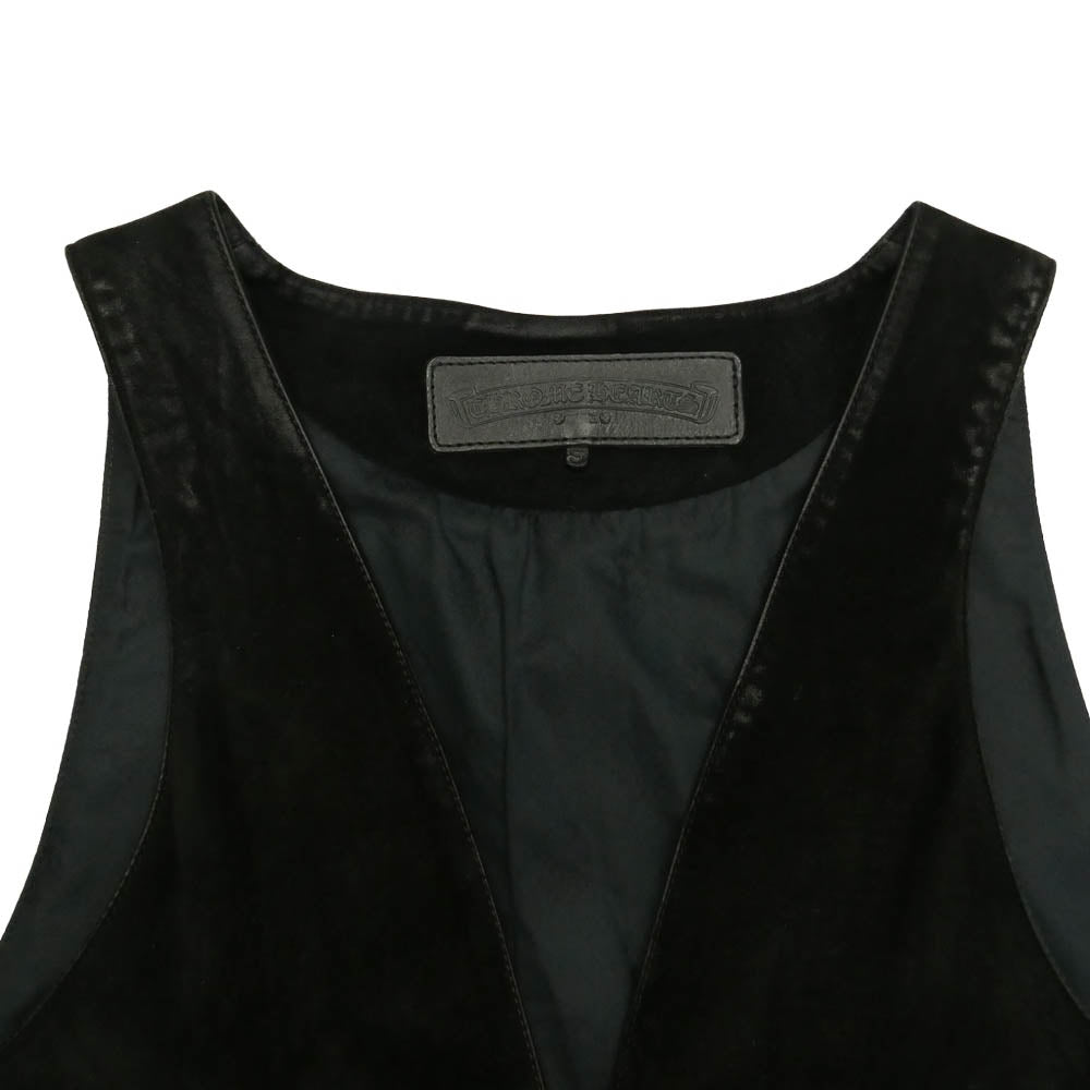 CHROME HEARTS クロムハーツ（原本無） CLASSIC 2B SUD クラシック 2B クロスボールボタン スエード レザー ベスト ブラック系 S【中古】