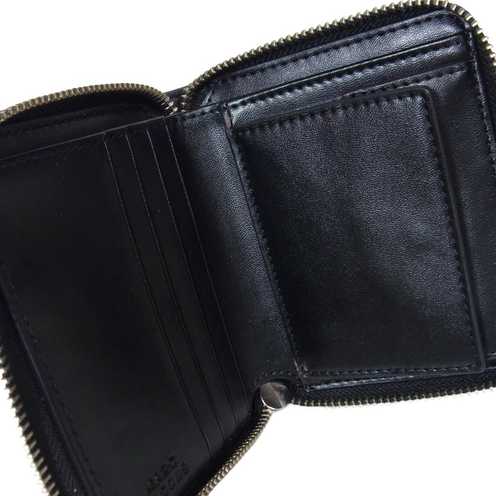 MARC BY MARC JACOBS マークバイマークジェイコブス THE SLIM COMPACT ROUND ZIPPER WALLET ザ エブリデイ スリム コンパクト ラウンドファスナー レザーウォレット 財布 ブラック系【新古品】【未使用】【中古】
