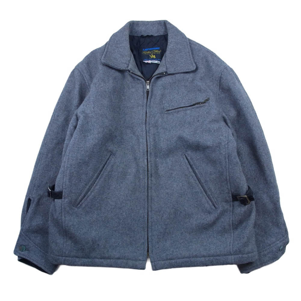 SPIEWAK スピーワック GOLDEN FLEECE USA製 レザーベルト キルティング ジップアップ ウールジャケット ブルゾン グレー系 42【中古】