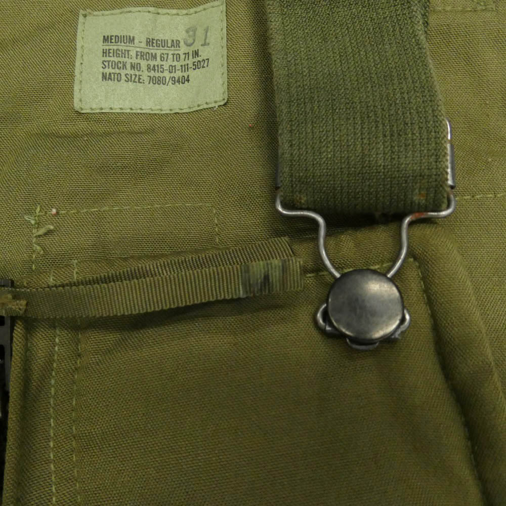 ヴィンテージ SP0100-96-C-4037 90s U.S. Army 米軍 CVC CREWMAN’S NOMEX 中綿入り アラミド オーバーオール モスグリーン系 M-R【中古】