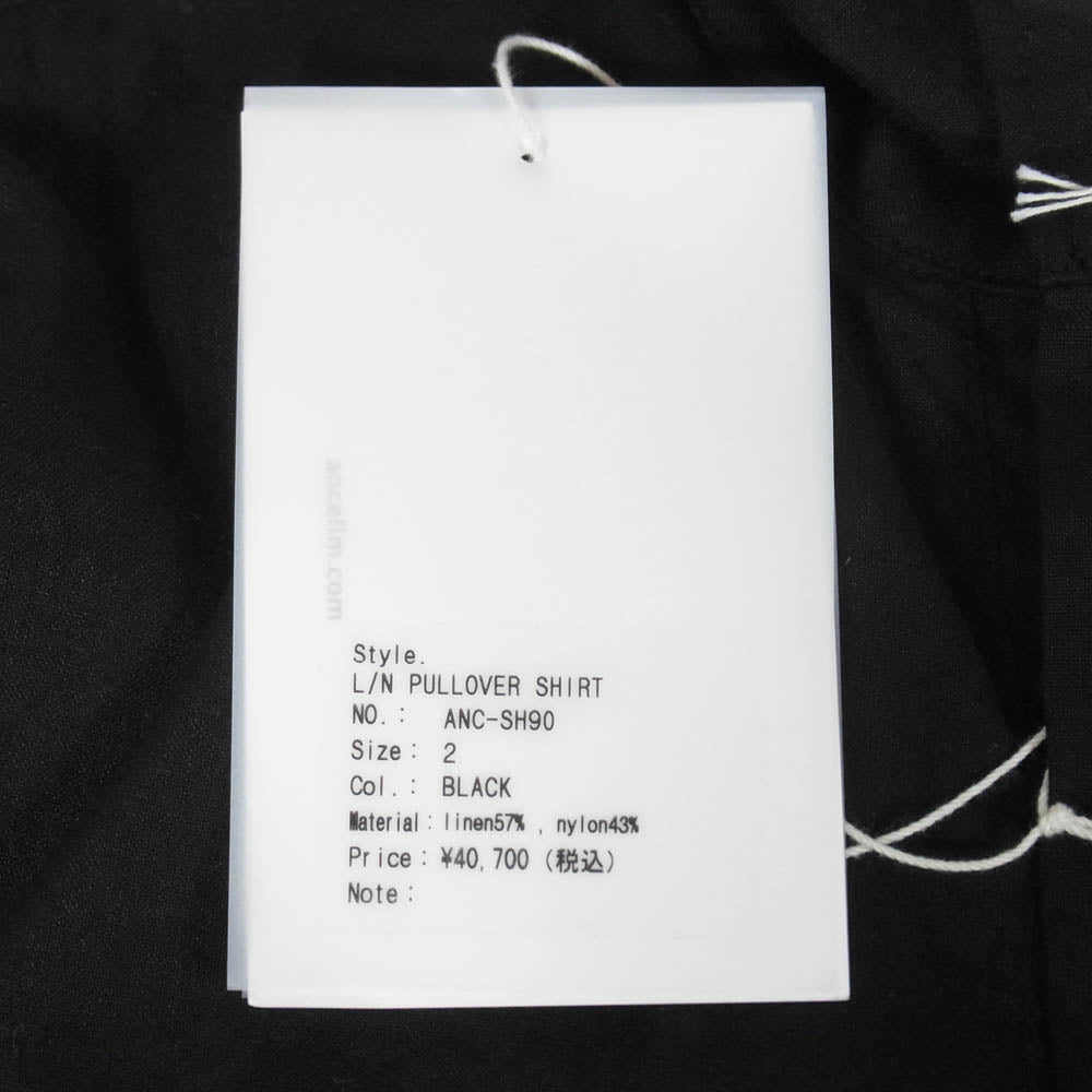ANCELLM アンセルム 26SS ANC-SH90 L/N PULLOVER SHIRT リネン ナイロン プルオーバー 長袖 シャツ ブラック系 ２【中古】
