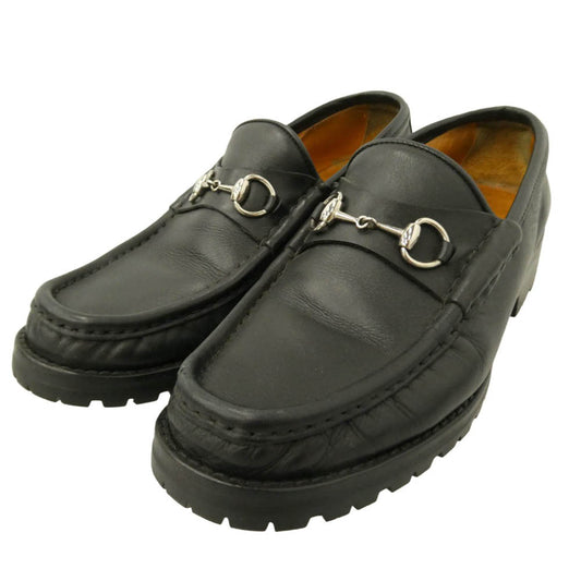GUCCI グッチ 101 6105 ホースビット レザー ローファー シューズ ブラック系 37.5【中古】