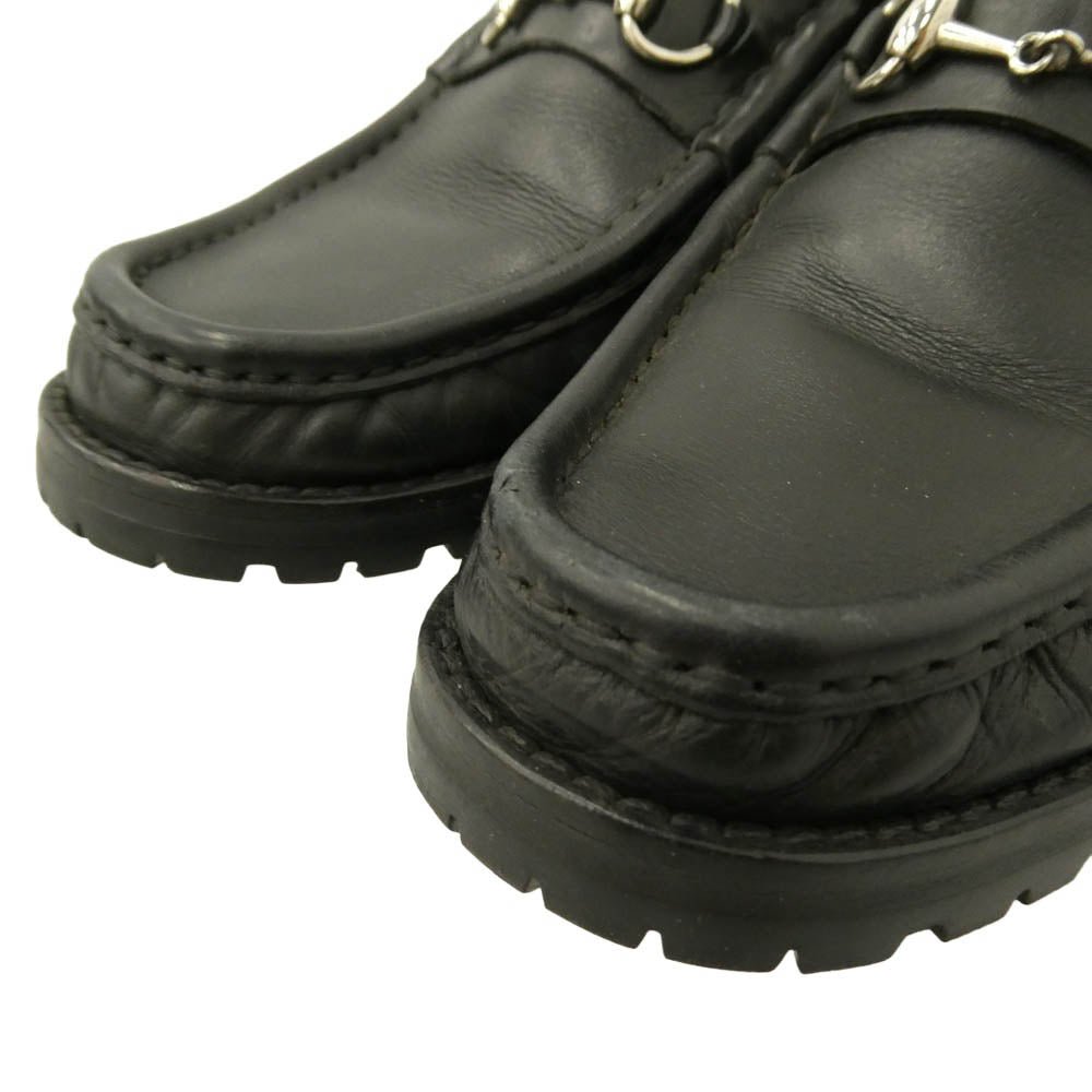 GUCCI グッチ 101 6105 ホースビット レザー ローファー シューズ ブラック系 37.5【中古】