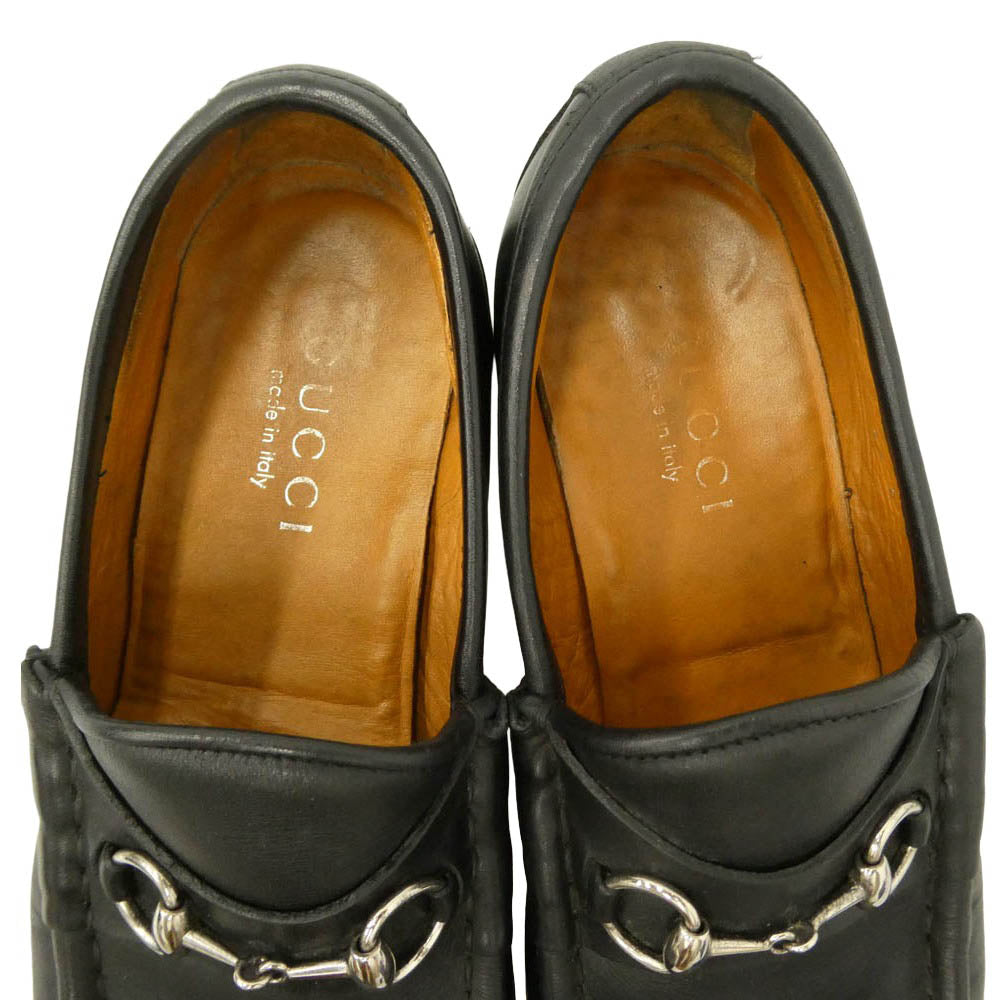 GUCCI グッチ 101 6105 ホースビット レザー ローファー シューズ ブラック系 37.5【中古】
