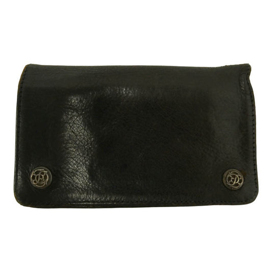 CHROME HEARTS クロムハーツ（原本無） OLD 1ZIP 1ジップ オールド フローラルボタン レザー ウォレット 財布 ブラック系【中古】