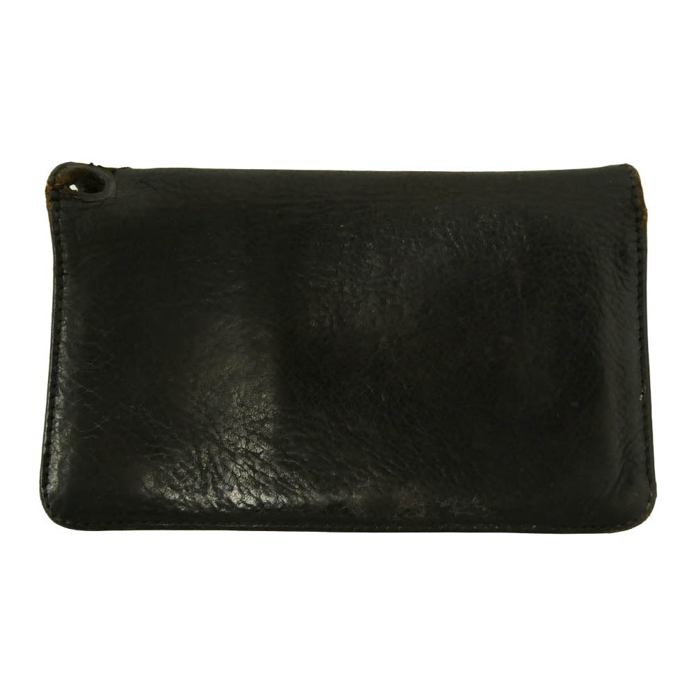 CHROME HEARTS クロムハーツ（原本無） OLD 1ZIP 1ジップ オールド フローラルボタン レザー ウォレット 財布 ブラック系【中古】