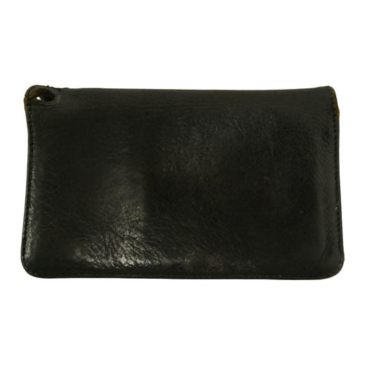 CHROME HEARTS クロムハーツ（原本無） OLD 1ZIP 1ジップ オールド フローラルボタン レザー ウォレット 財布 ブラック系【中古】