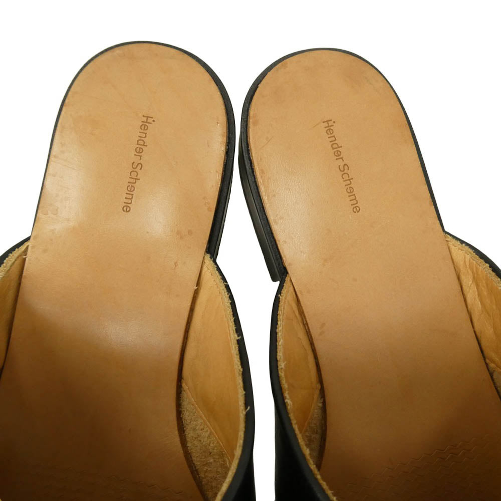 Hender Scheme エンダースキーマ di-rs-chk cheak caw Leather チーク カウ レザー シューズ サンダル ブラック系 4【中古】