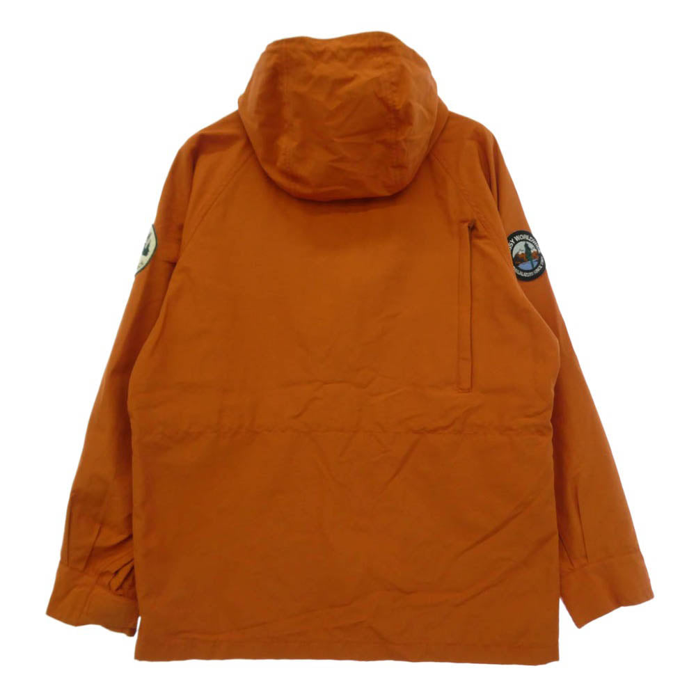 STUSSY ステューシー 00s AUTHENTIC GEAR 60/40 コットンナイロン クロス ロゴパッチ ジップアップ フーデッド マウンテンパーカー ジャケット アウター オレンジ系 L【中古】