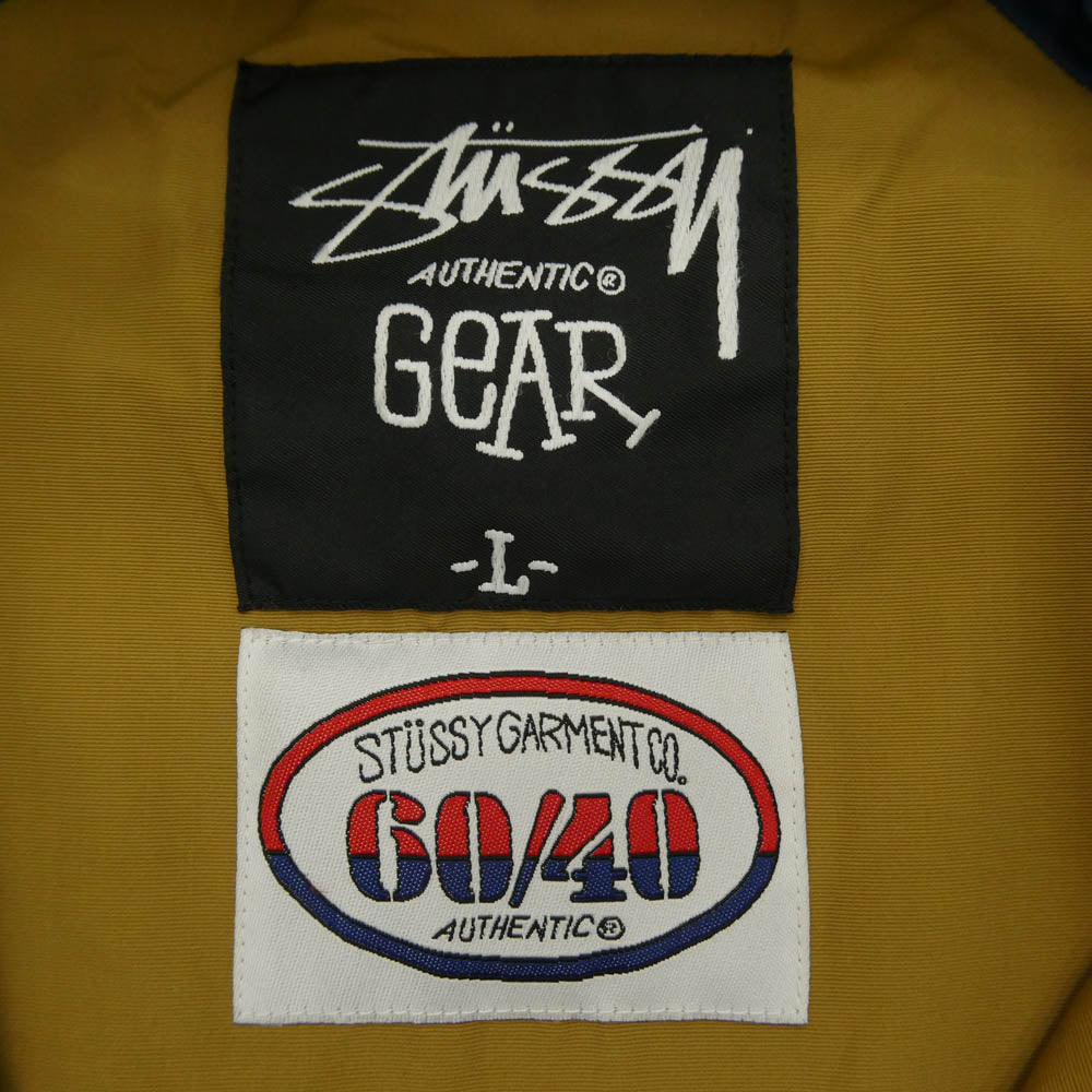 STUSSY ステューシー 00s AUTHENTIC GEAR 60/40 コットンナイロン クロス ロゴパッチ ジップアップ フーデッド マウンテンパーカー ジャケット アウター オレンジ系 L【中古】