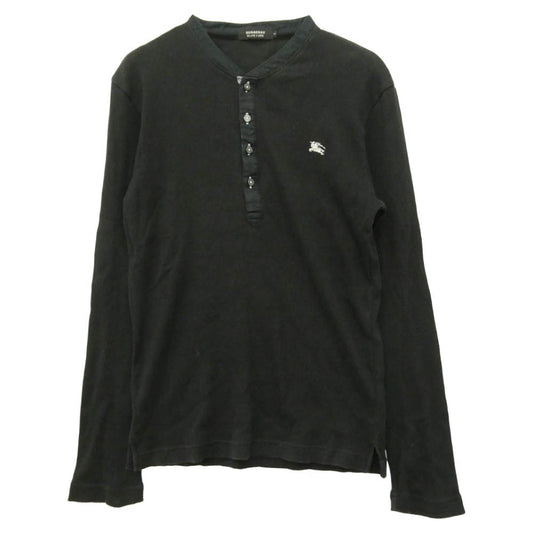 BURBERRY バーバリー BLACK LABEL ブラックレーベル ヘンリーネック ロングスリーブ Tシャツ 長袖 カットソー ブラック系 2【中古】