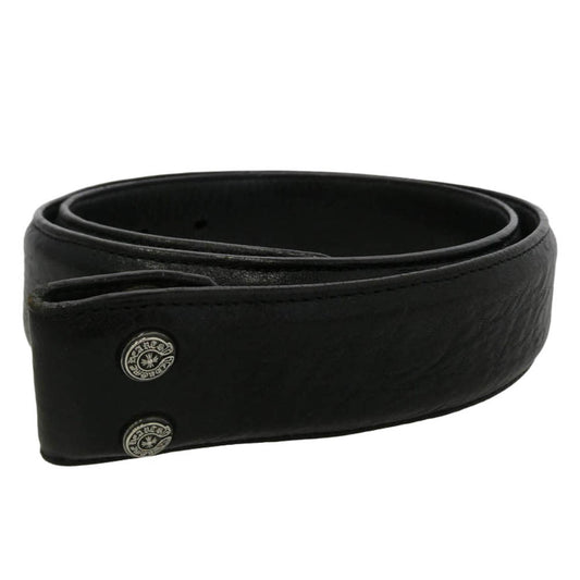 CHROME HEARTS クロムハーツ（原本無） 30サイズ 1.5 STRAP 1.5inch スクロールレーベルリベッツ レザー ベルト ブラック系 30【中古】