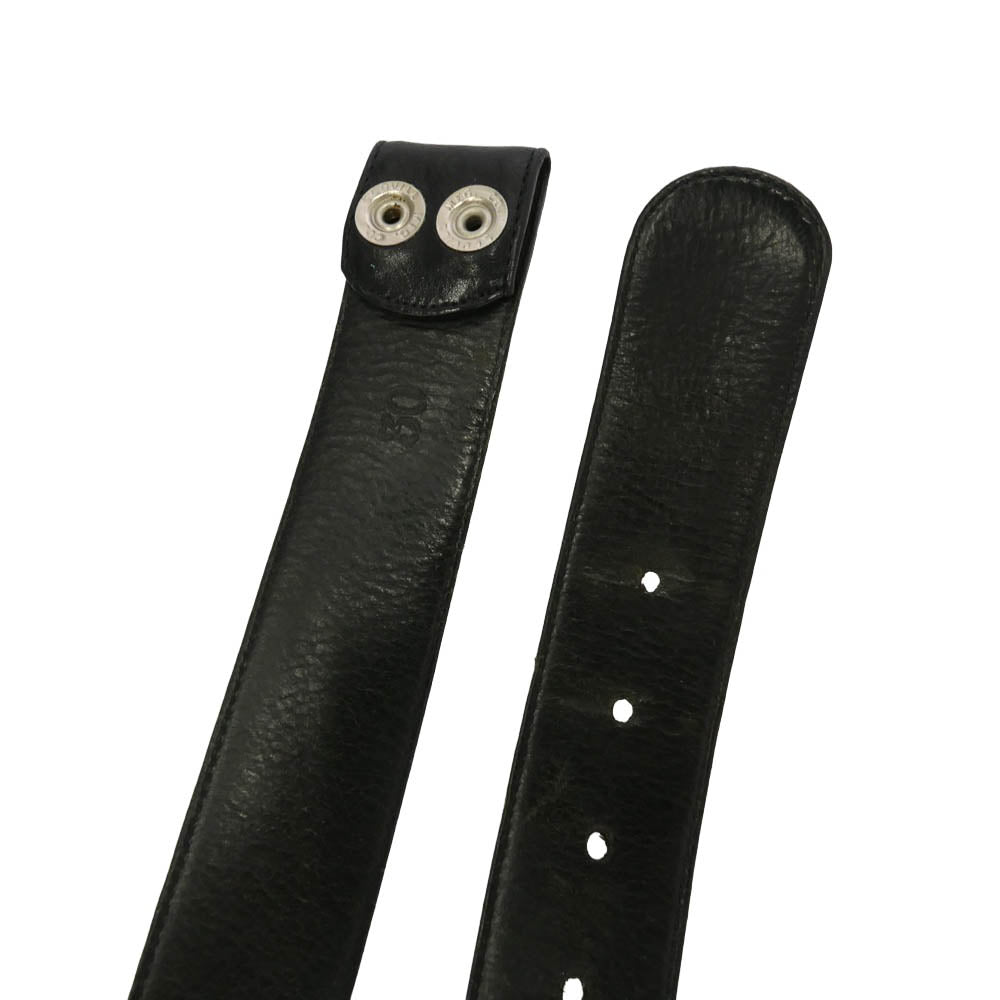 CHROME HEARTS クロムハーツ（原本無） 30サイズ 1.5 STRAP 1.5inch スクロールレーベルリベッツ レザー ベルト ブラック系 30【中古】