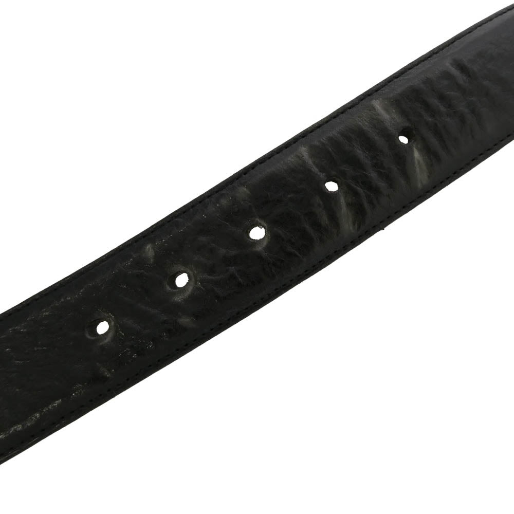 CHROME HEARTS クロムハーツ（原本無） 30サイズ 1.5 STRAP 1.5inch スクロールレーベルリベッツ レザー ベルト ブラック系 30【中古】