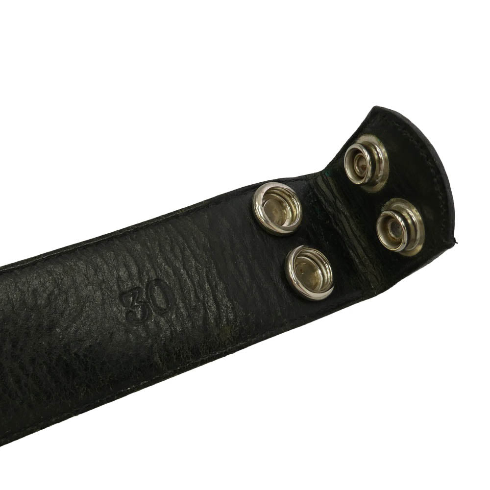 CHROME HEARTS クロムハーツ（原本無） 30サイズ 1.5 STRAP 1.5inch スクロールレーベルリベッツ レザー ベルト ブラック系 30【中古】