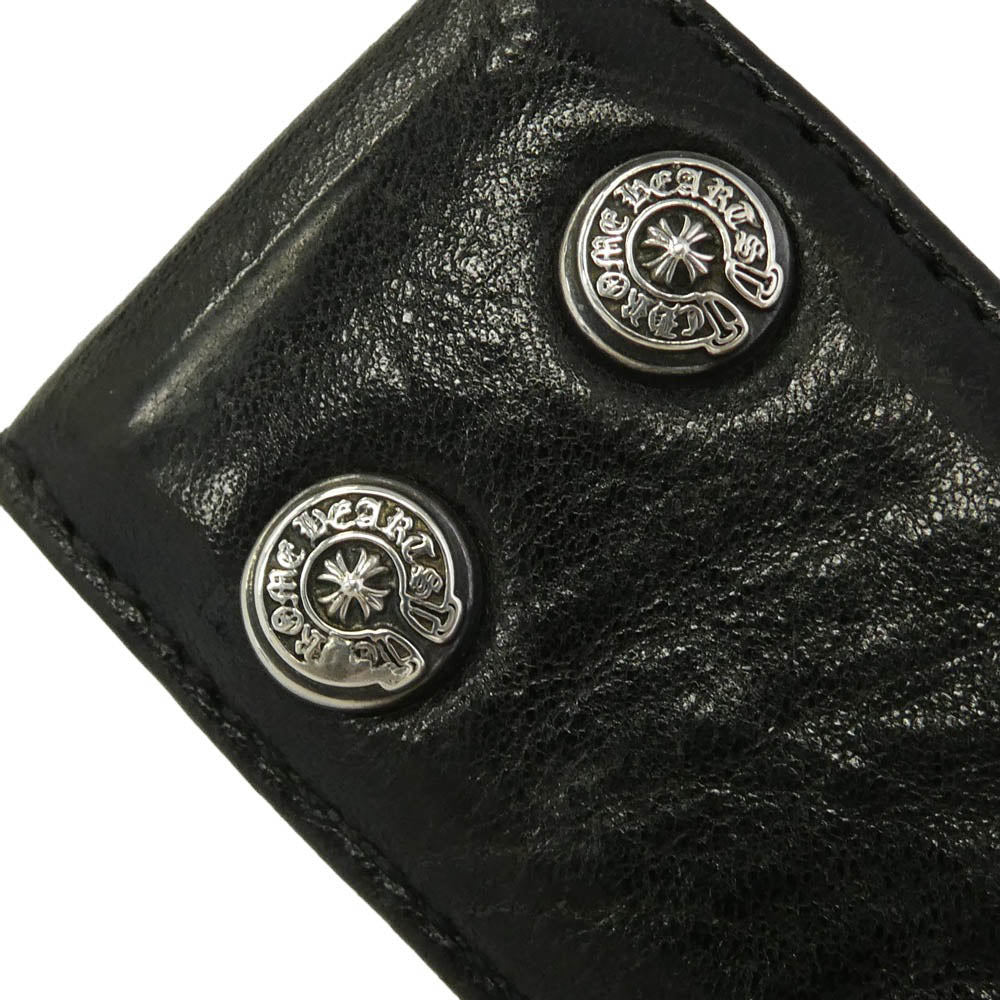 CHROME HEARTS クロムハーツ（原本無） 30サイズ 1.5 STRAP 1.5inch スクロールレーベルリベッツ レザー ベルト ブラック系 30【中古】