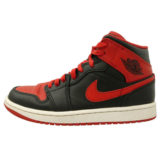 NIKE ナイキ DQ8426-060 Air Jordan 1 Mid Bred Toe エアジョーダン1 ミッド ブレッドトゥ スニーカー ブラック系 レッド系 25㎝【中古】