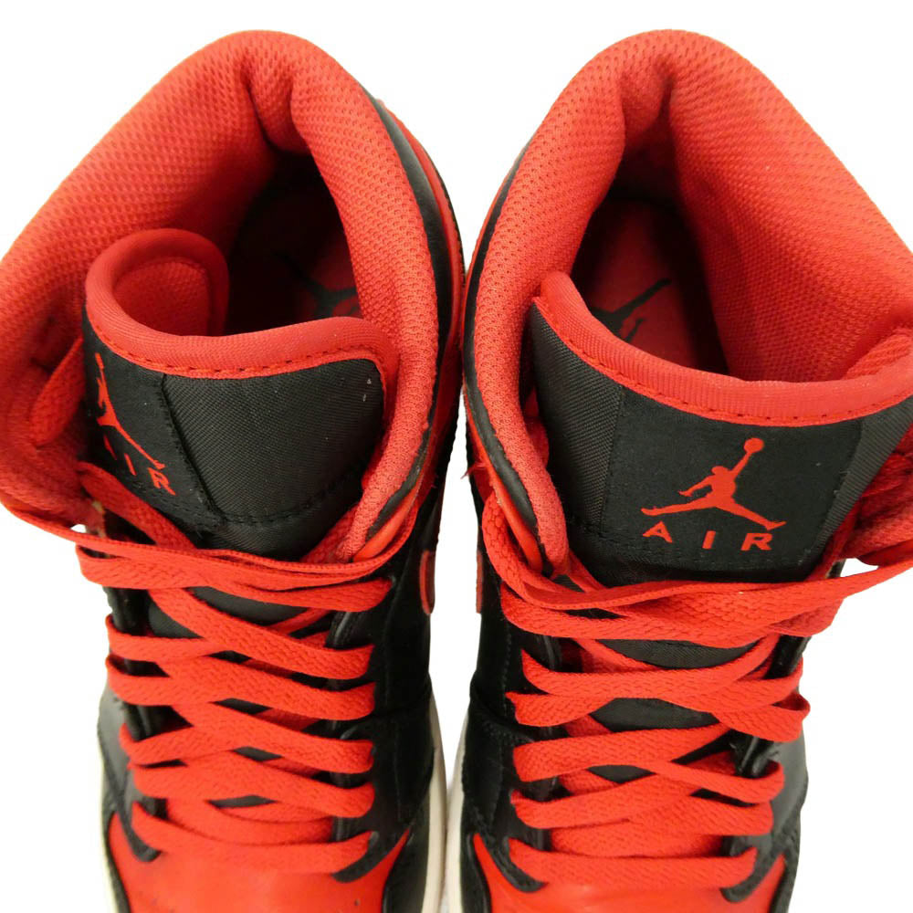 NIKE ナイキ DQ8426-060 Air Jordan 1 Mid Bred Toe エアジョーダン1 ミッド ブレッドトゥ スニーカー ブラック系 レッド系 25㎝【中古】