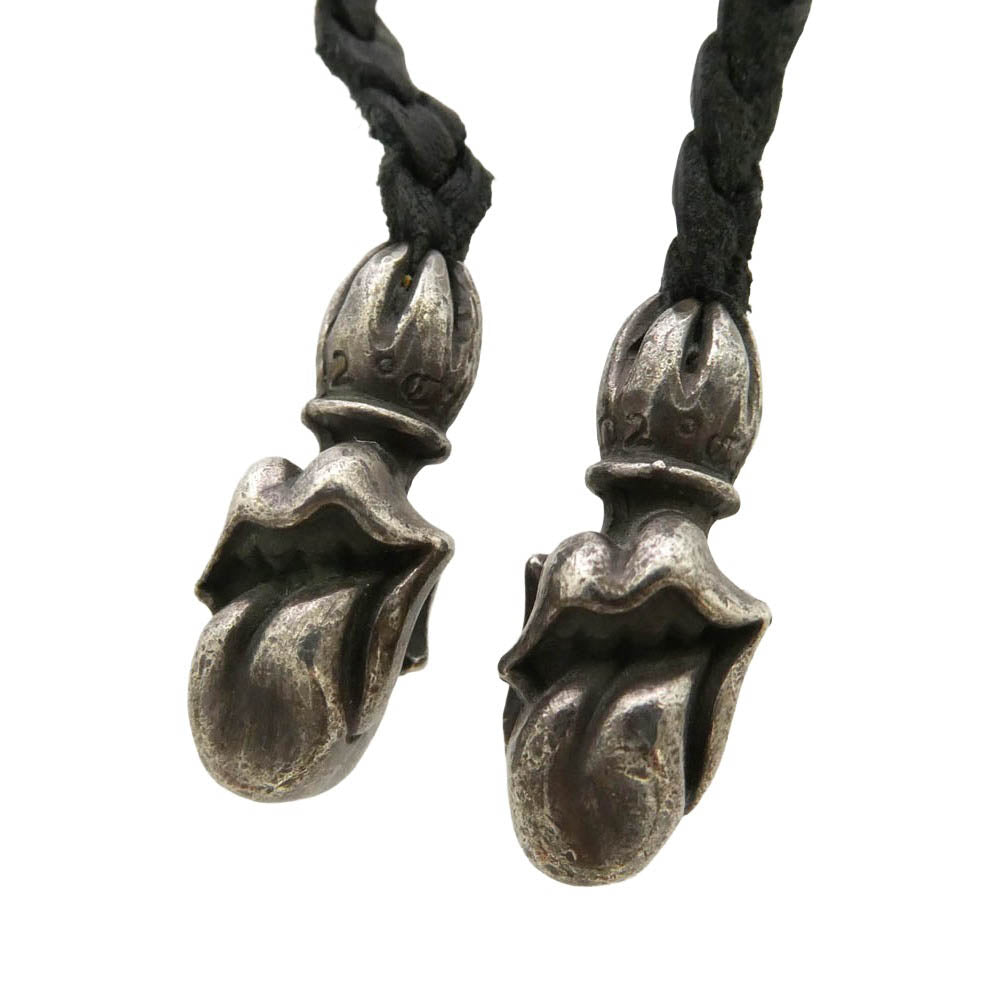CHROME HEARTS クロムハーツ（原本無） LEATHER BRAID リップアンドタン レザーブレード ネックレス ブラック系 シルバー系【中古】