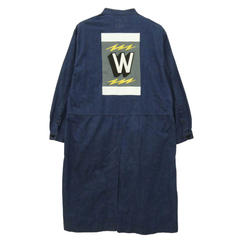 WTAPS ダブルタップス 18AW 182GWDT-SHM03 DOC / SHIRT. COTTON. DENIM ノーカラー デニム ドクター シャツ ネイビー系 x01【中古】
