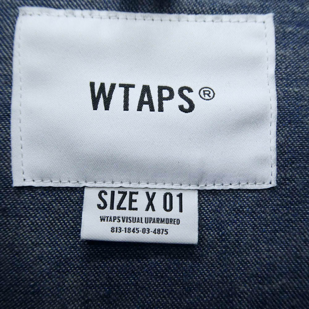 WTAPS ダブルタップス 18AW 182GWDT-SHM03 DOC / SHIRT. COTTON. DENIM ノーカラー デニム ドクター シャツ ネイビー系 x01【中古】
