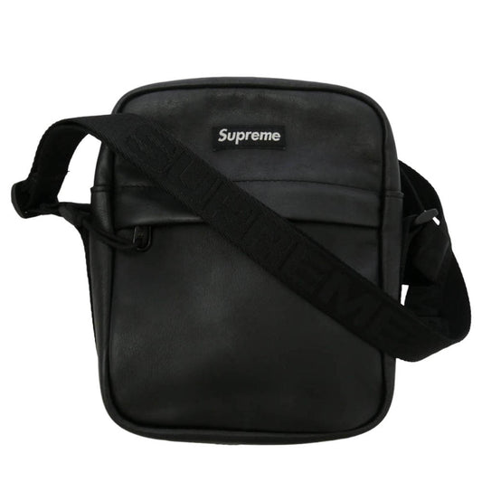 Supreme シュプリーム 24AW LEATHER SHOULDER BAG ボックスロゴ レザー ショルダー バッグ ブラック系 21×16×6.5cm【中古】
