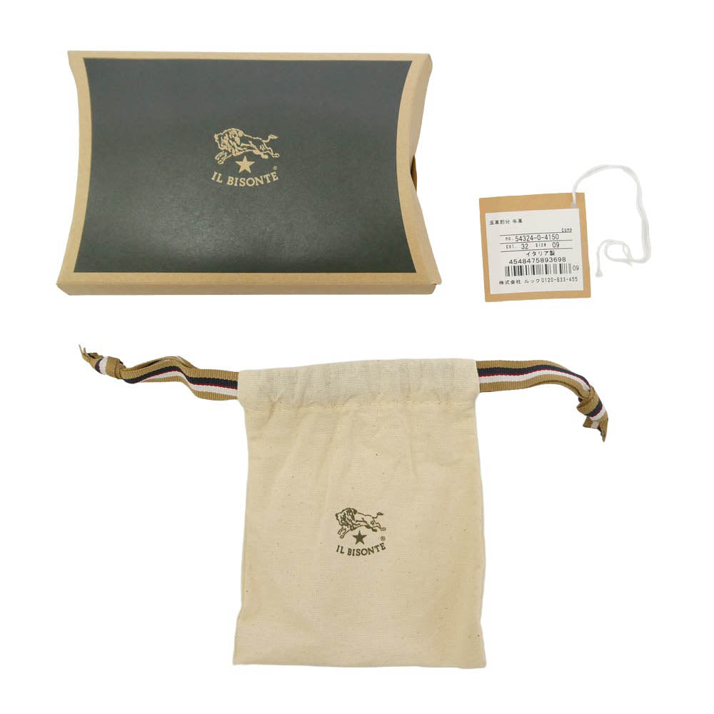 IL BISONTE イルビゾンテ 54324-0-4150 イタリア製 ロゴ型押し レザー キーケース キーリング ブラウン系【新古品】【未使用】【中古】