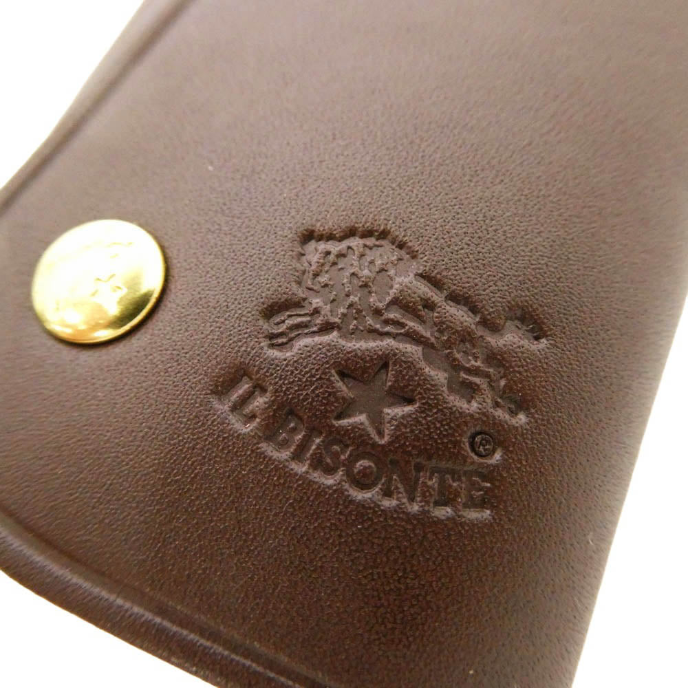 IL BISONTE イルビゾンテ 54324-0-4150 イタリア製 ロゴ型押し レザー キーケース キーリング ブラウン系【新古品】【未使用】【中古】