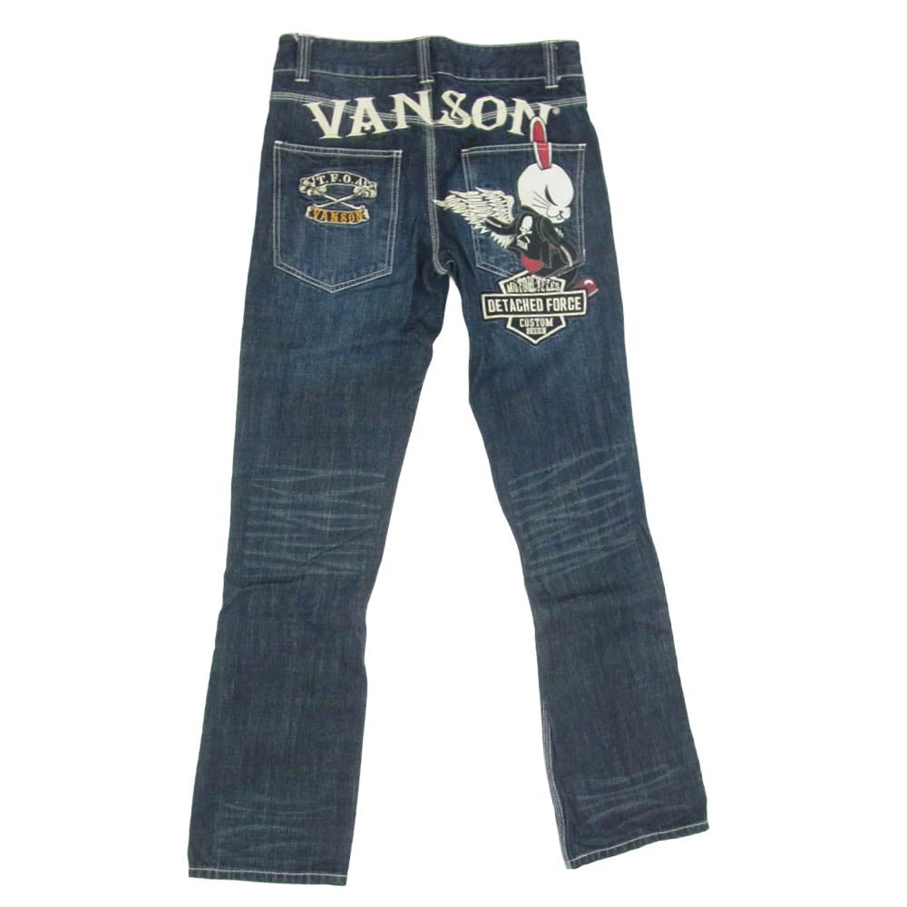 VANSON バンソン ロゴ ししゅう ストレート デニム パンツ インディゴブルー系 30【中古】