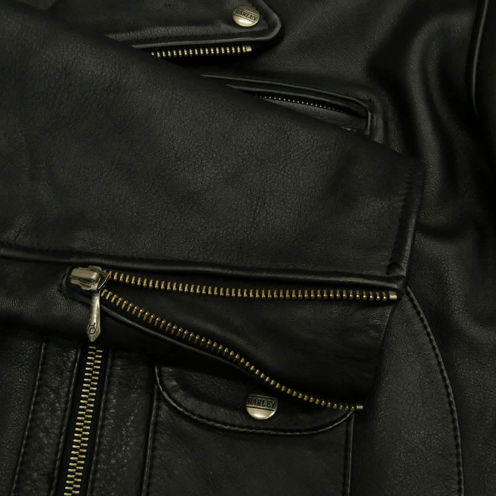 HARLEY DAVIDSON ハーレーダビッドソン SCREAMIN EAGLE CLUB イーグル エンボス加工 レザー ダブル ライダース ジャケット ブラック系 40【中古】