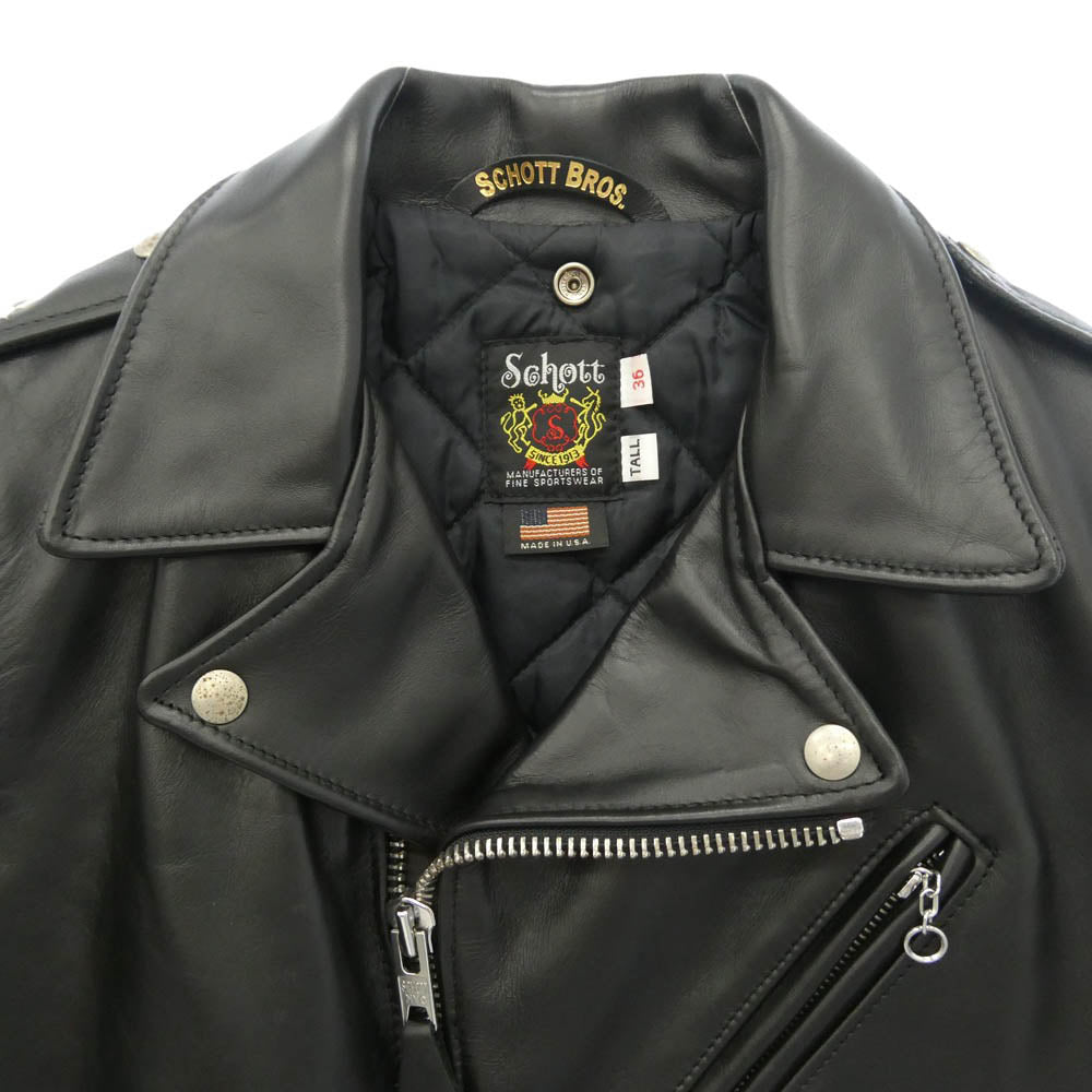 schott ショット 613UST ONESTAR TALL ワンスター ダブル ライダース ジャケット ブラック系 36【中古】
