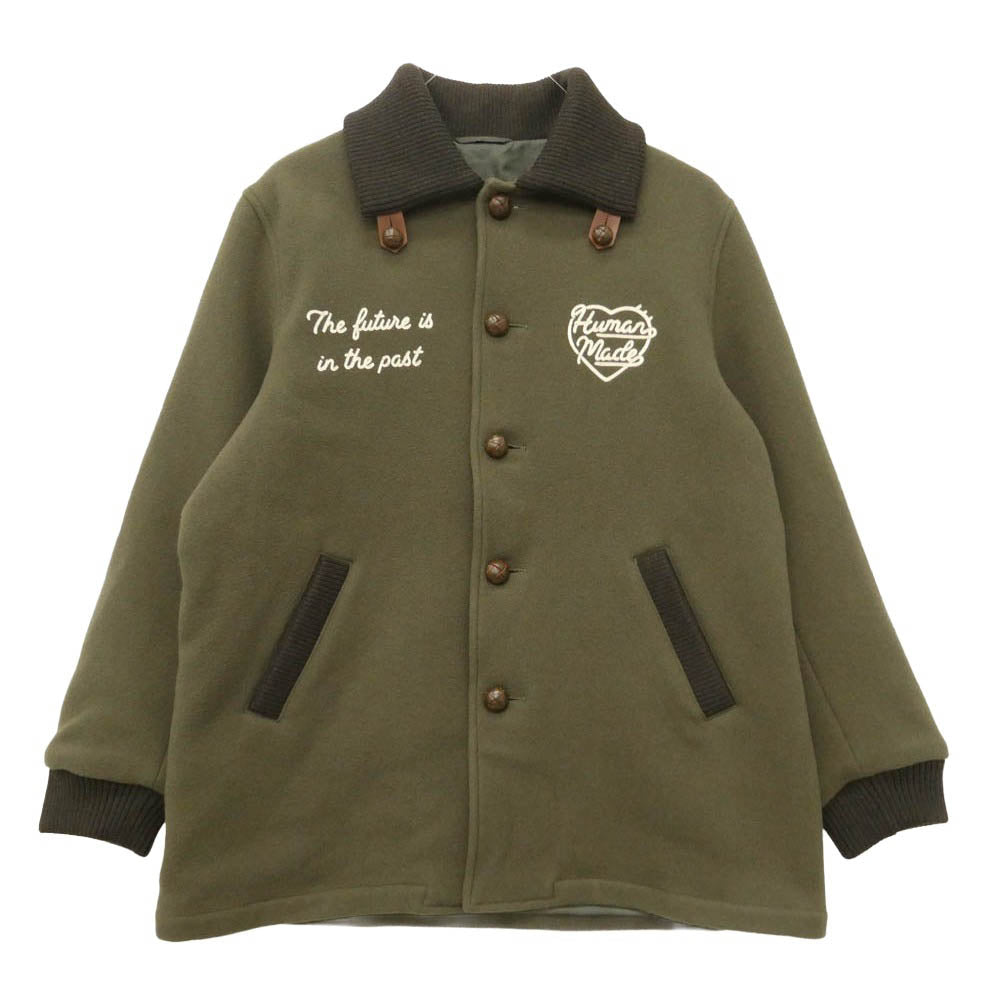 HUMAN MADE ヒューマンメイド 25AW HM30JK029 Donkey Coat Olivedrab ウールメルトン ドンキー コート ロゴ刺繍 ジャケット ブルゾン カーキ系 XL【中古】