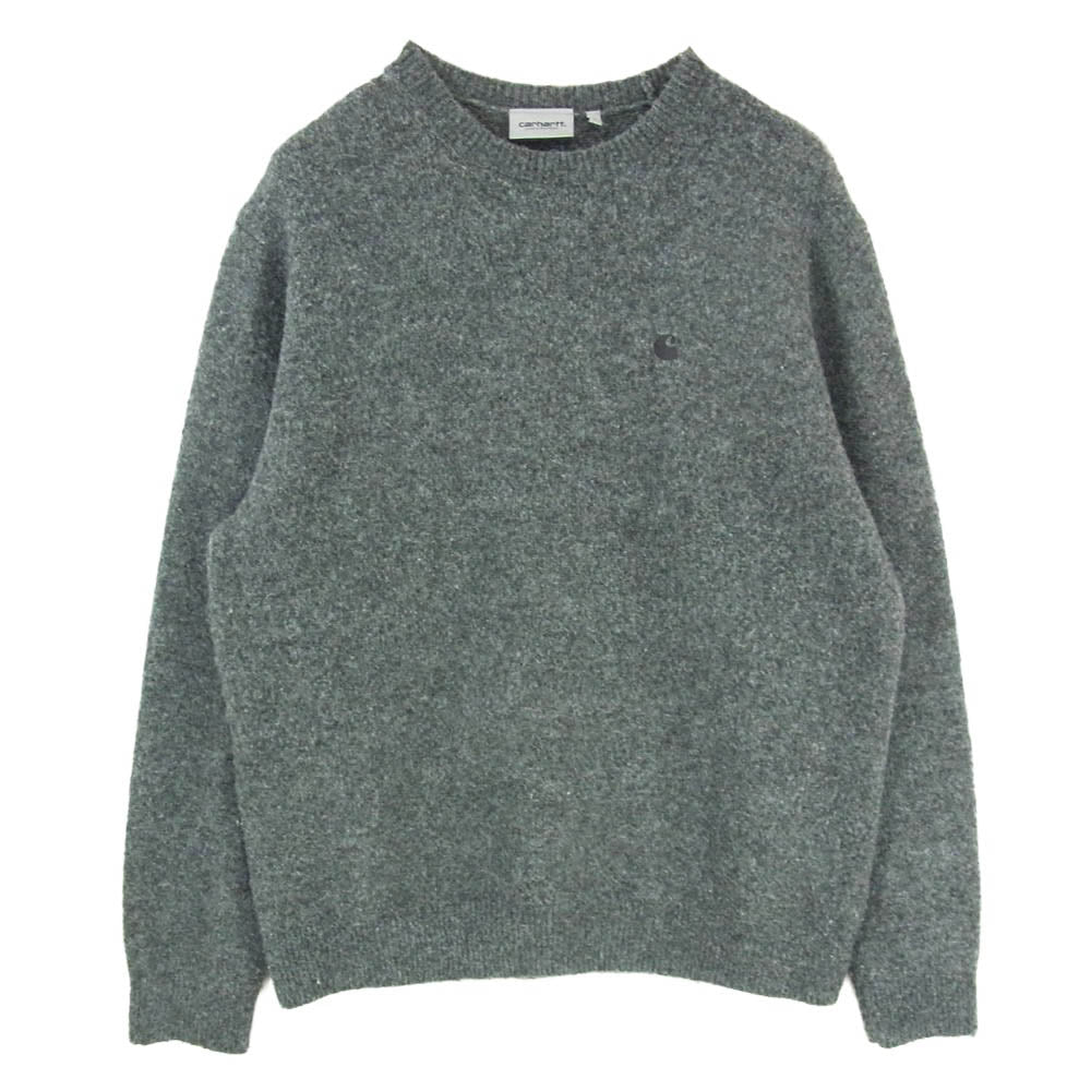 Carhartt カーハート I035394 ロゴ刺繍 丸首 クルーネック ニット セーター グレー系 M【中古】