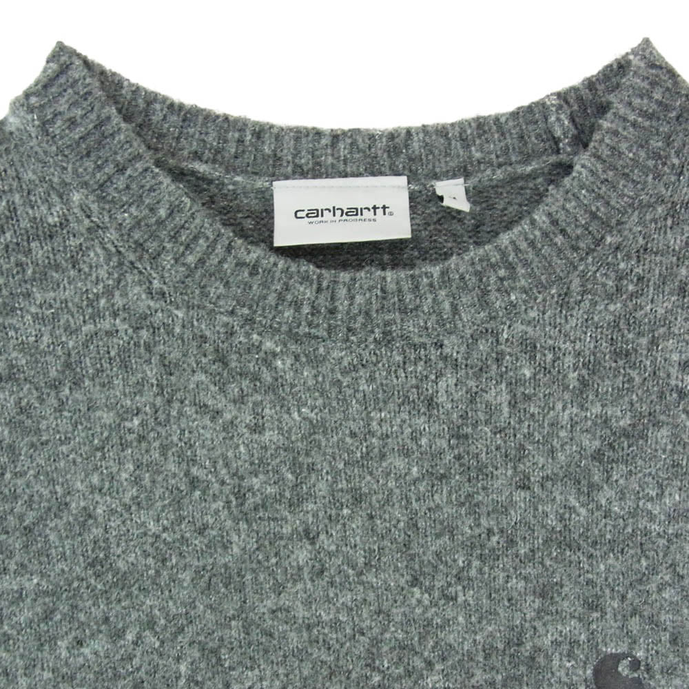 Carhartt カーハート I035394 ロゴ刺繍 丸首 クルーネック ニット セーター グレー系 M【中古】