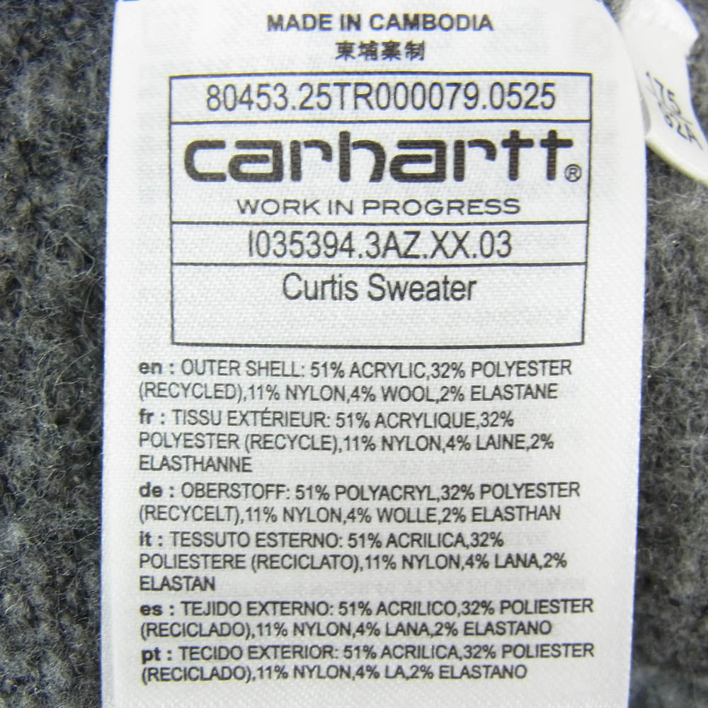 Carhartt カーハート I035394 ロゴ刺繍 丸首 クルーネック ニット セーター グレー系 M【中古】
