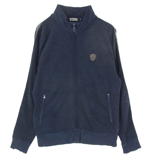 HYSTERIC GLAMOUR ヒステリックグラマー 0222CJ01 ロゴ ワッペン サイドライン ジップアップ トラックジャケット ジャージ ネイビー系 M【中古】