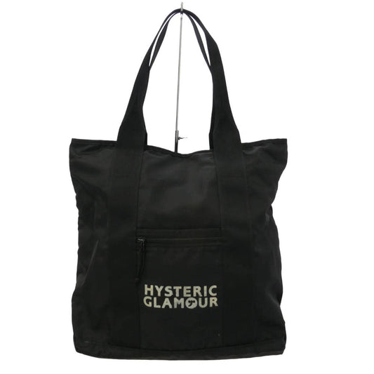 HYSTERIC GLAMOUR ヒステリックグラマー 18AW 02183QB03 FLIGHT NYLON フライト ナイロン ロゴ プリント ジップ トートバッグ ブラック系【中古】