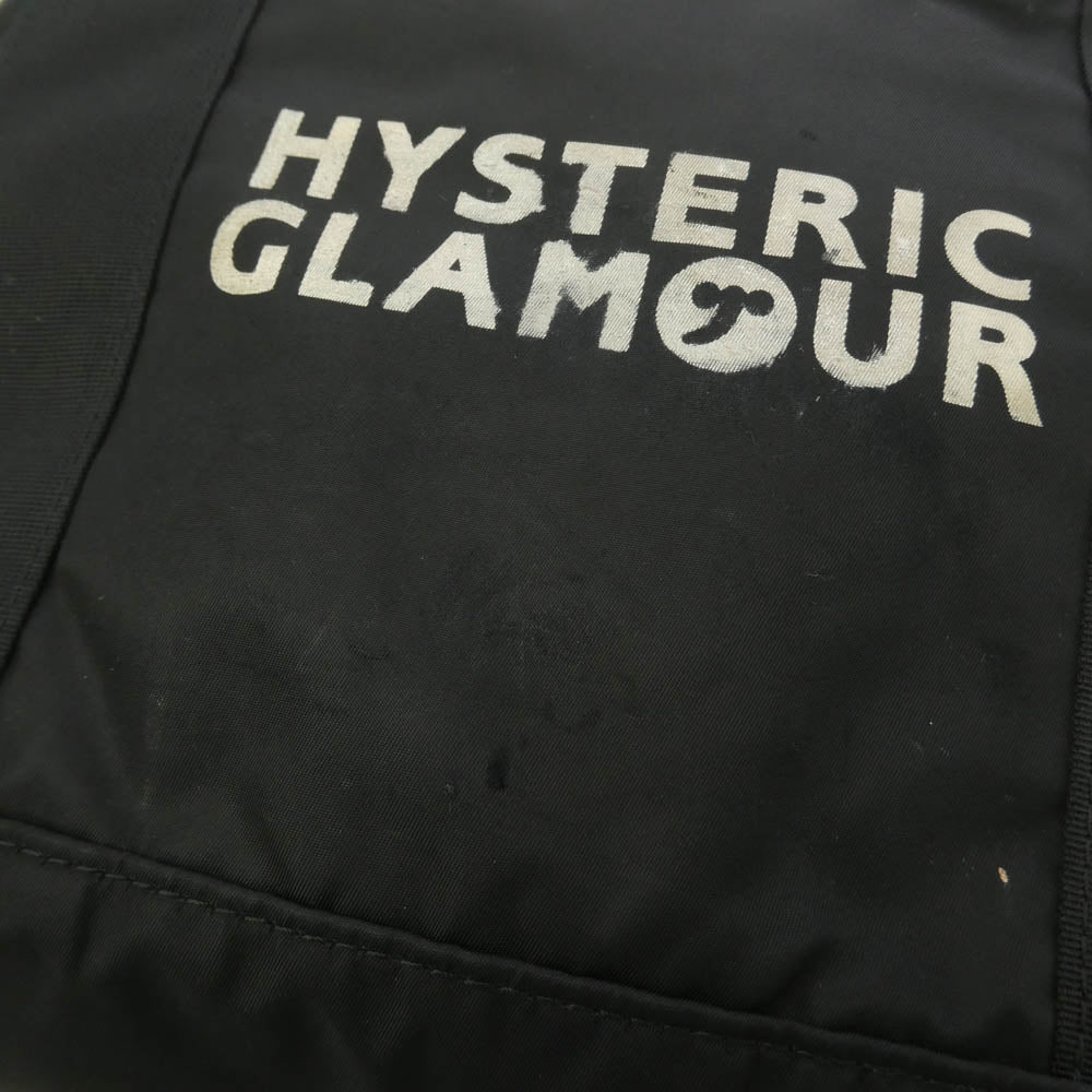 HYSTERIC GLAMOUR ヒステリックグラマー 18AW 02183QB03 FLIGHT NYLON フライト ナイロン ロゴ プリント ジップ トートバッグ ブラック系【中古】