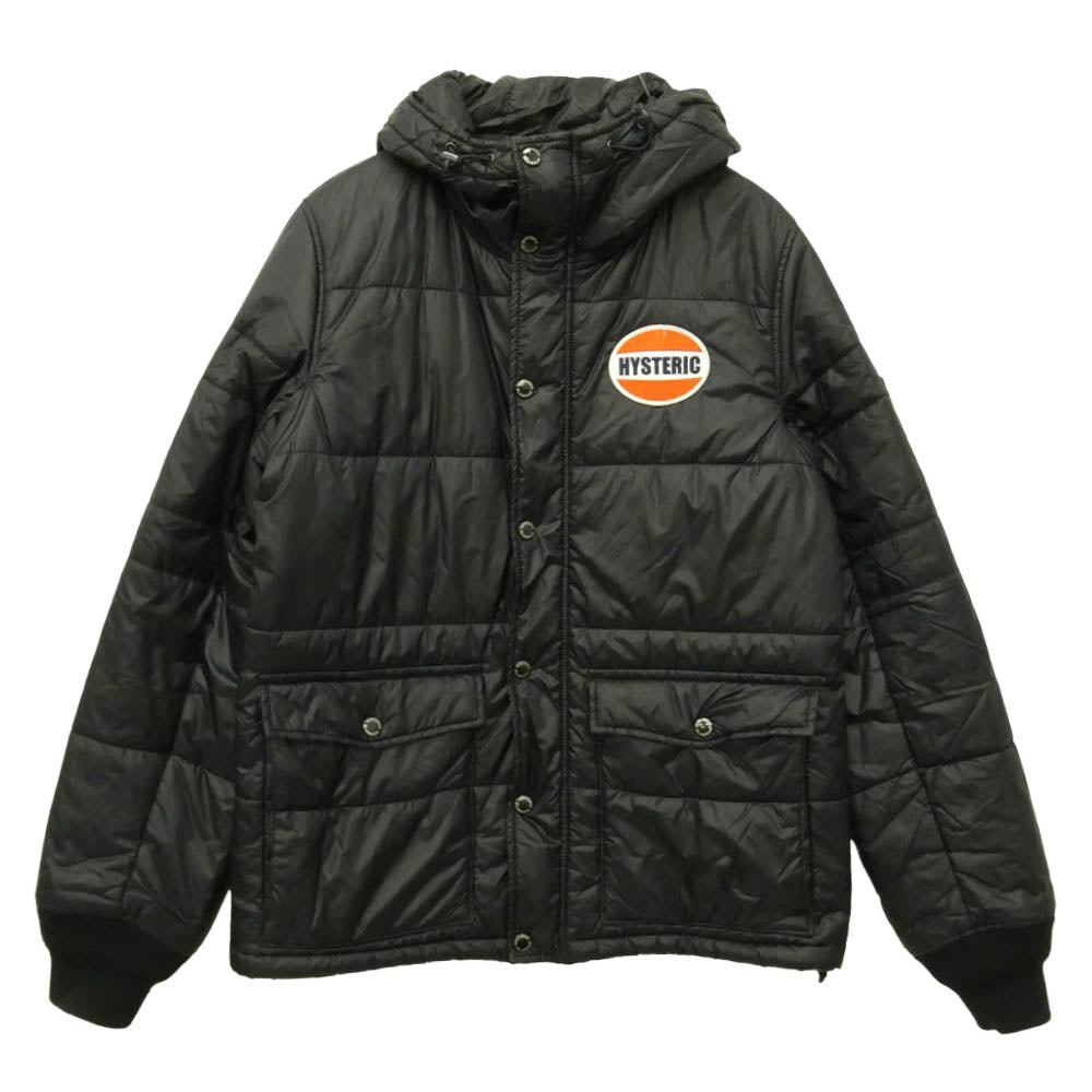 HYSTERIC GLAMOUR ヒステリックグラマー 16AW 0263AB03 PRIMALOFT DOWN JACKET ロゴワッペン ジップアップ フーデッド プリマロフトダウンジャケット ブラック系 S【中古】