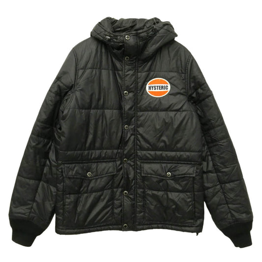 HYSTERIC GLAMOUR ヒステリックグラマー 16AW 0263AB03 PRIMALOFT DOWN JACKET ロゴワッペン ジップアップ フーデッド プリマロフトダウンジャケット ブラック系 S【中古】