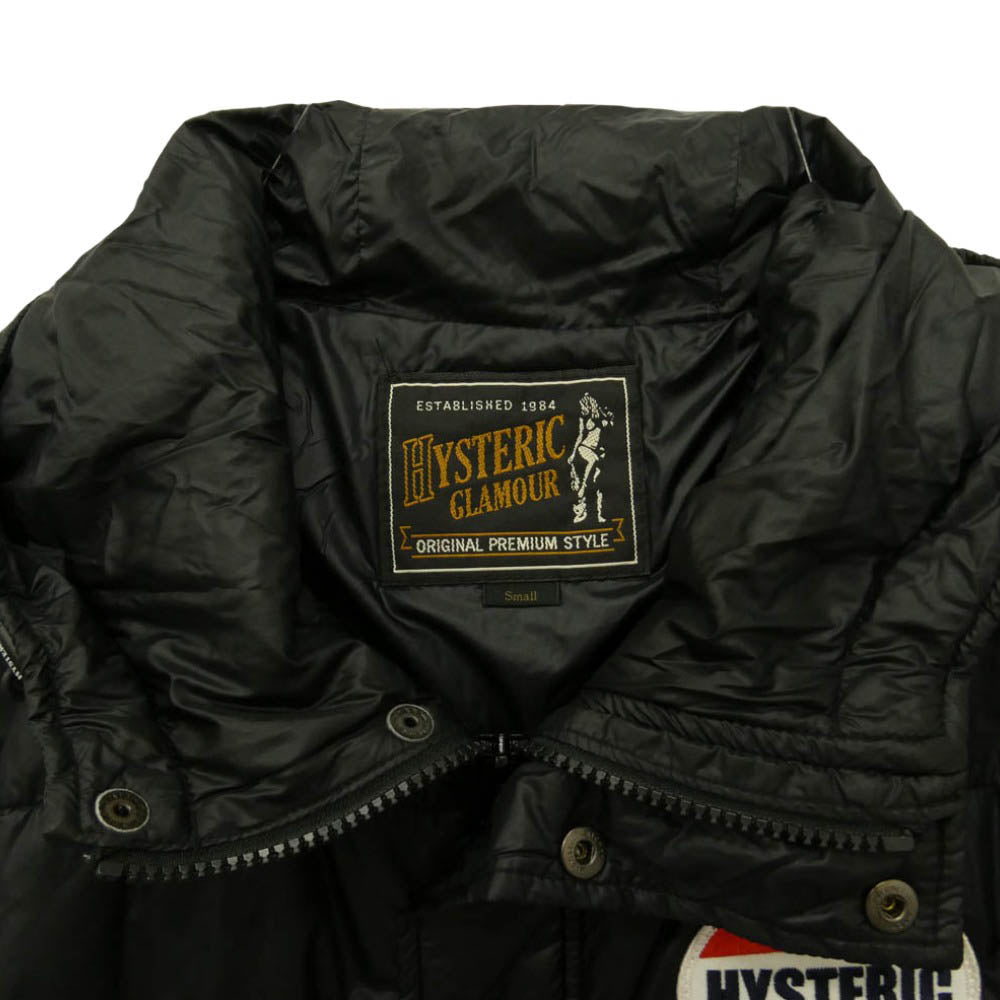 HYSTERIC GLAMOUR ヒステリックグラマー 16AW 0263AB03 PRIMALOFT DOWN JACKET ロゴワッペン ジップアップ フーデッド プリマロフトダウンジャケット ブラック系 S【中古】