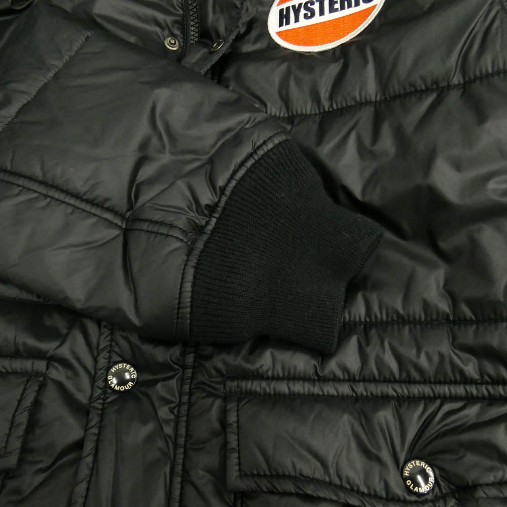 HYSTERIC GLAMOUR ヒステリックグラマー 16AW 0263AB03 PRIMALOFT DOWN JACKET ロゴワッペン ジップアップ フーデッド プリマロフトダウンジャケット ブラック系 S【中古】