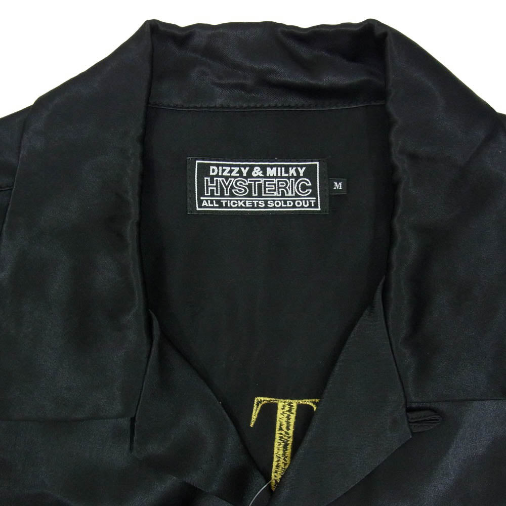 HYSTERIC GLAMOUR ヒステリックグラマー 24SS 02241AH14 BLACK PANTHER ブラックパンサー ロゴ 刺繍 レーヨン 長袖 オープンカラー スーベニアシャツ ブラック系 M【中古】
