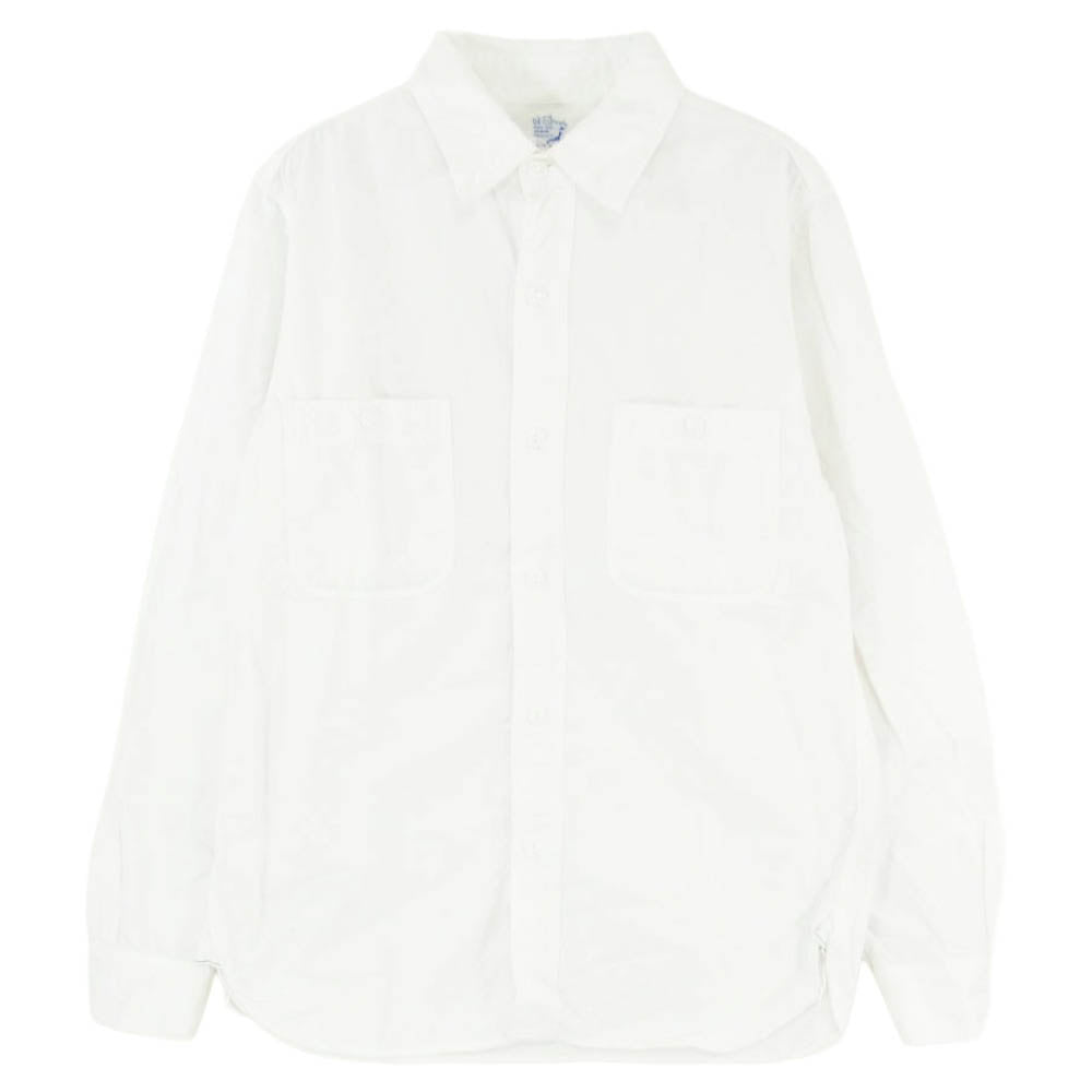 orSlow オアスロウ Work Shirts フロント ダブルポケット 猫目ボタン 長袖 ワーク シャツ ホワイト系 2【中古】